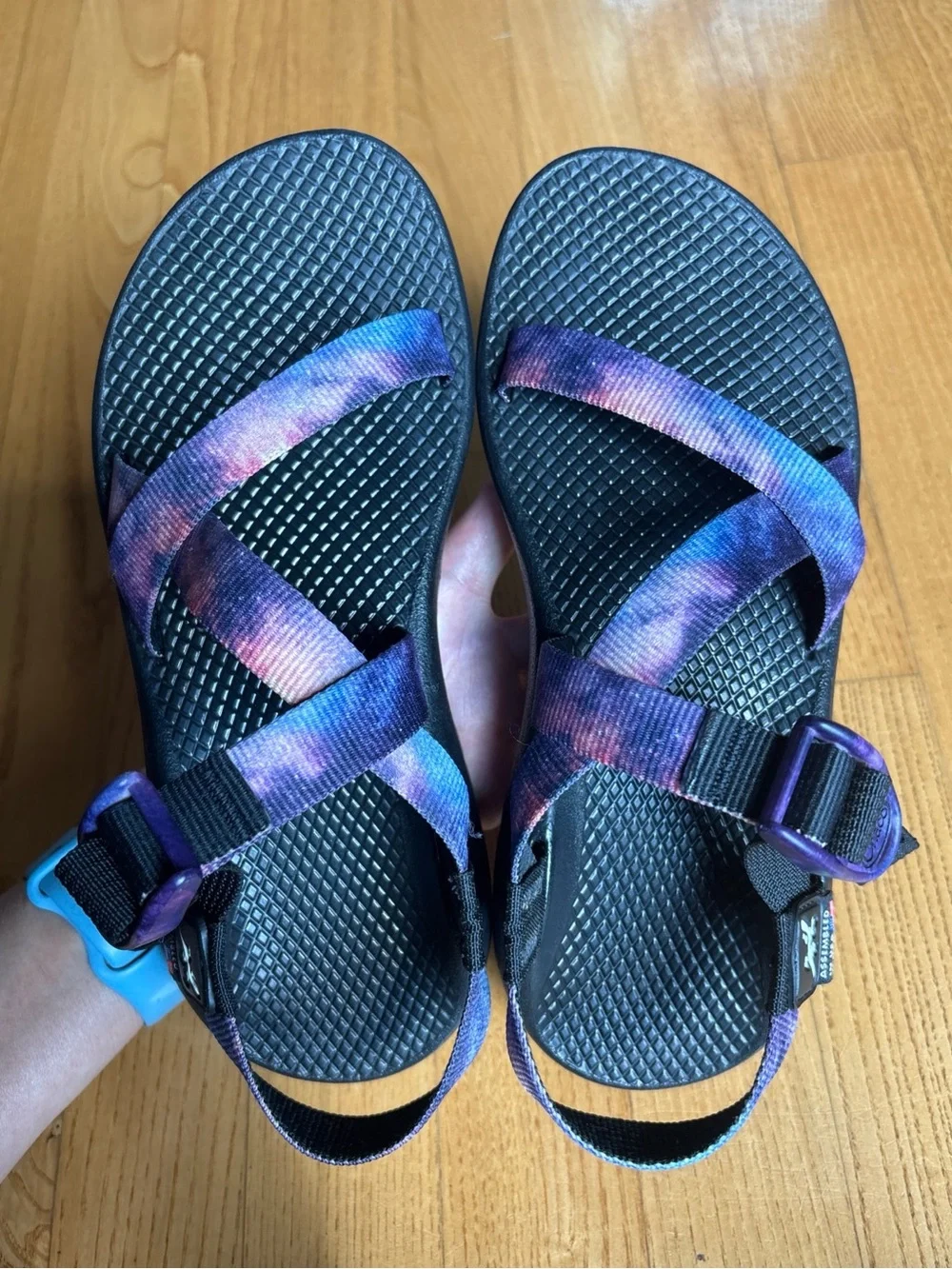 Chaco Classic Sandals Z1 Z/1 Galaxy Purple Blue Colorful Shoes Womens Black Sz 7